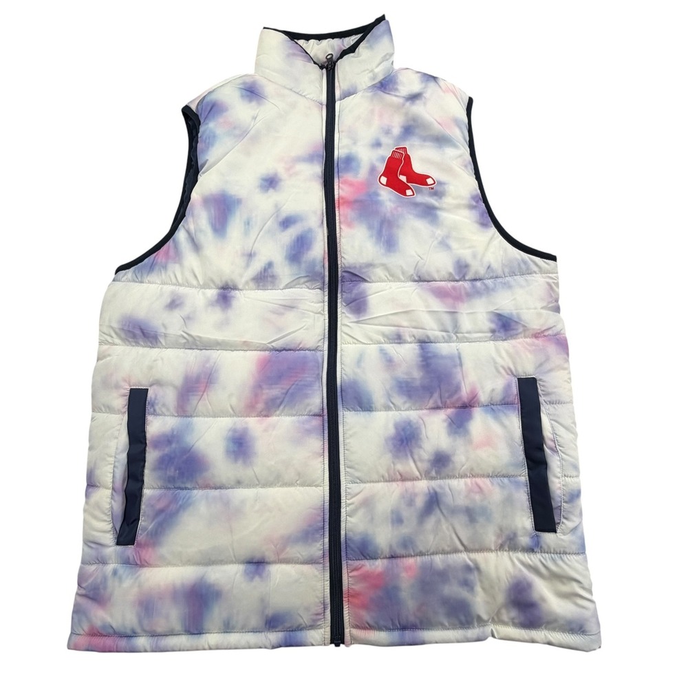 Boston Red Sox Grateful Dead Head Tie Dye Puffer Vest Jacket Adult Medium SGA